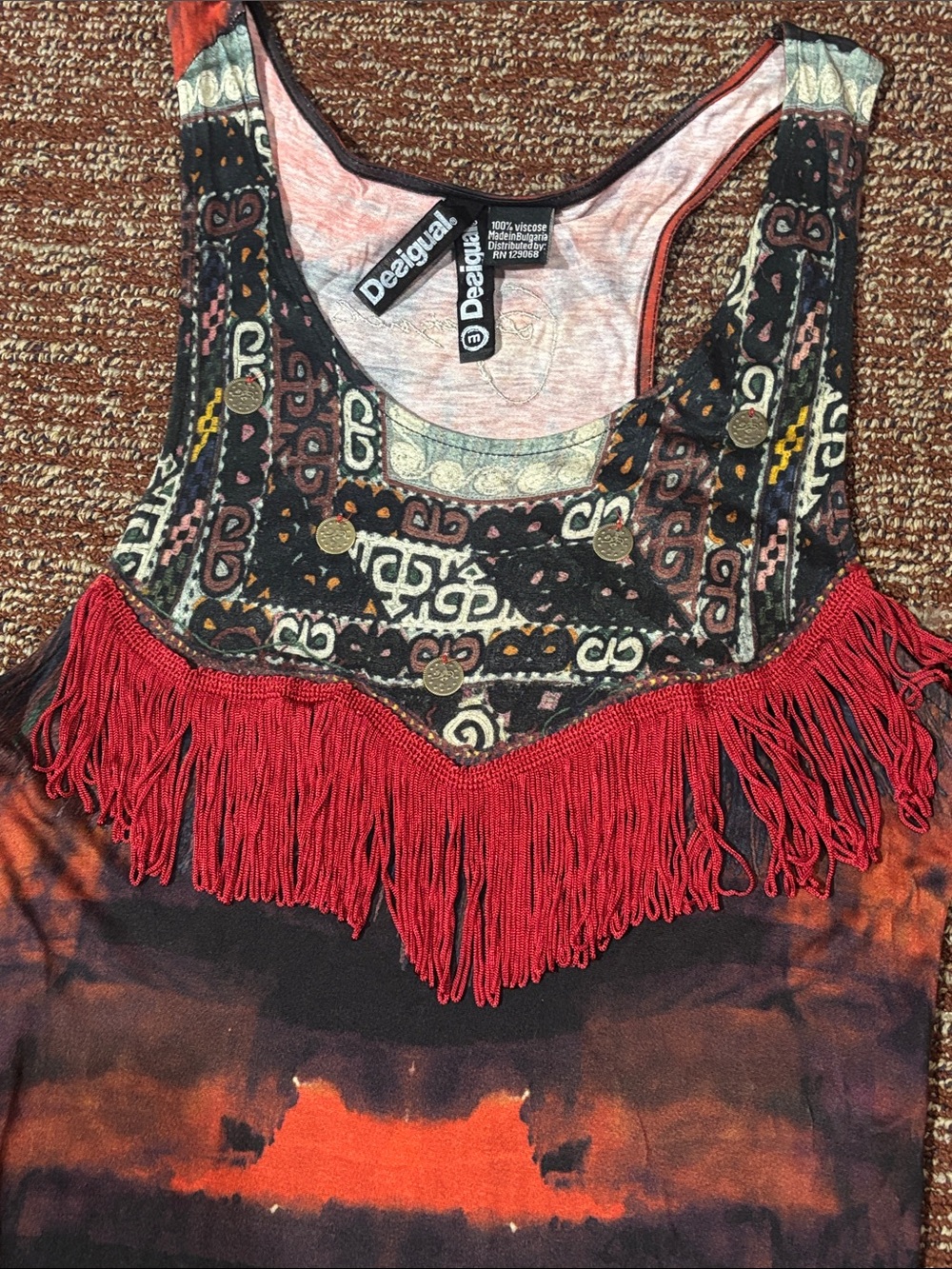 Vintage Desigual 90’s y2k maxi dress stretch jersey drop waist loose fit top M - Picture 7 of 16